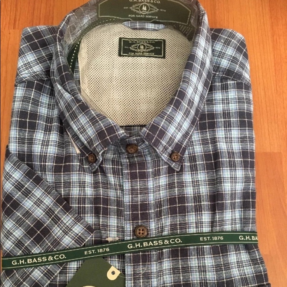 🎣 GH Bass mens XL plaid blue shirt